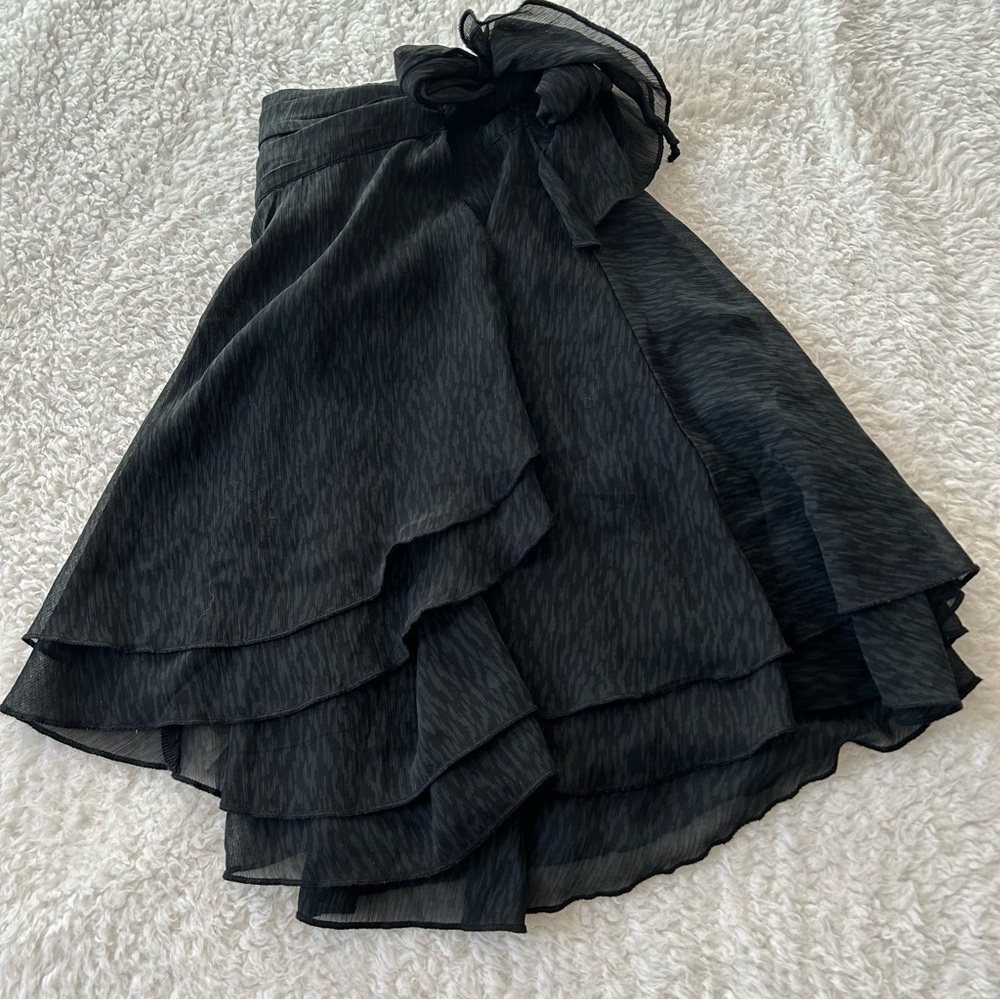 Aerie Women’s Chiffon Flowy Black Ruffled Wrap Skirt Medium NWT
